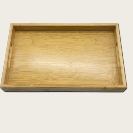 A Rectangular Wooden Or Bamboo Tray For Holding Tea Cups Of Large Size