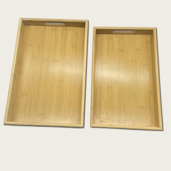 A Rectangular Wooden Or Bamboo Tray For Holding Tea Cups Of Large Size