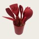 Red Wooden Handle Silicone Kitchenware 11-Piece Cooking Set With Non-Stick Pan And Storage Bucket
