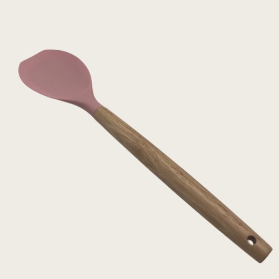 Non-Stick Cookware Cooking Set With Storage Bucket, Pink Wooden Handle, Silicone Cookware 11-Piece Set