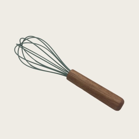 Non-Stick Cookware Cooking Set With Storage Bucket, Green Wooden Handle, Silicone Cookware 11-Piece Set