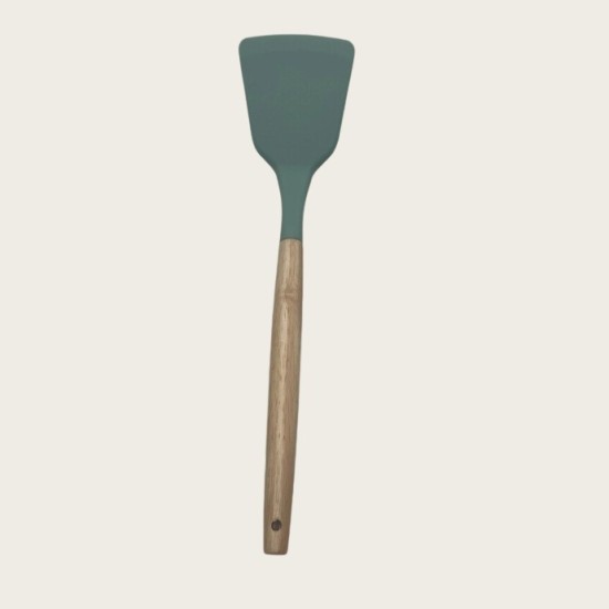 Non-Stick Cookware Cooking Set With Storage Bucket, Green Wooden Handle, Silicone Cookware 11-Piece Set