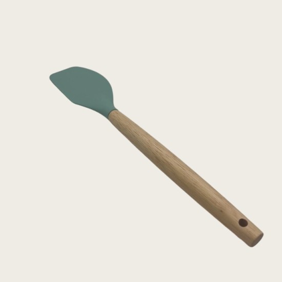 Non-Stick Cookware Cooking Set With Storage Bucket, Green Wooden Handle, Silicone Cookware 11-Piece Set