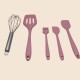 Pink Silicone Kitchenware 5-Piece Set Of Kitchen Cooking Utensils Sets