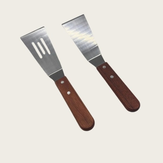 Wood-Handled Small Frying Pan, Stainless Steel Small Dense Spatula