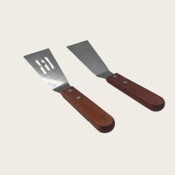 Wood-Handled Small Frying Pan, Stainless Steel Small Dense Spatula